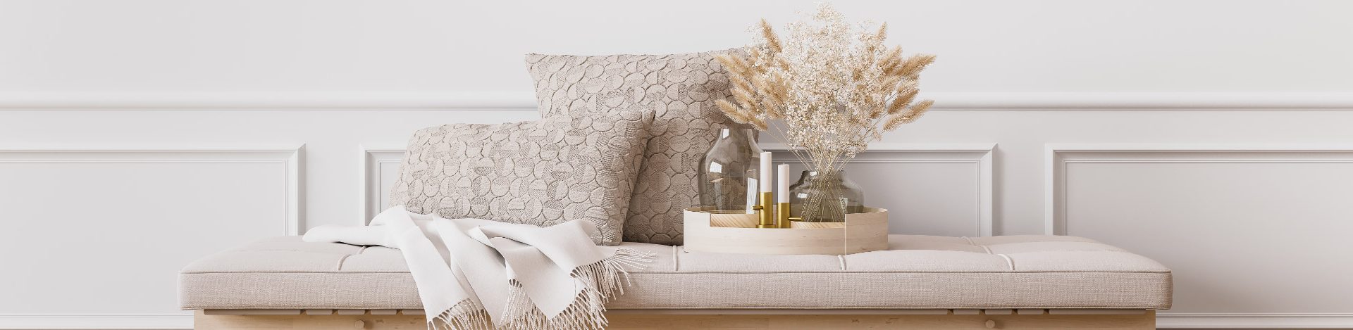 Couronne De Fleurs Séchées Murales Atmosphera 34 Cm Beige - Décoration Murale Tendance, Forme Ronde, Plantes Séchées - 9