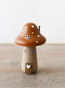 Petite maison champignon en bois - Coloris caramel