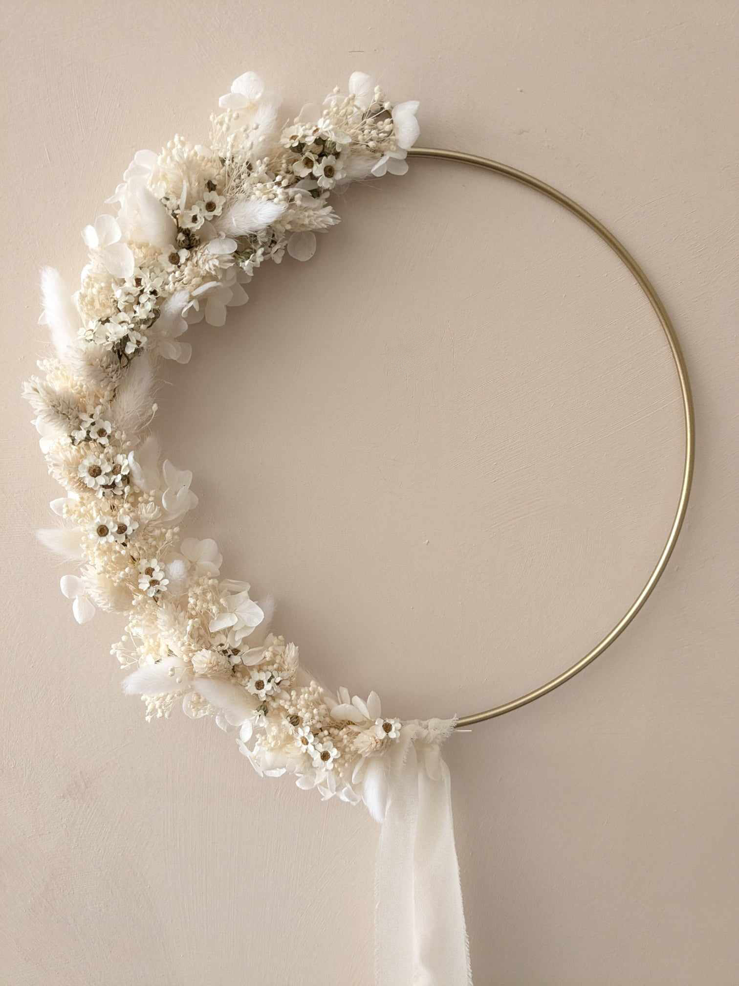 Couronne de fleurs séchées naturelles "Nelly" - Décoration murale
