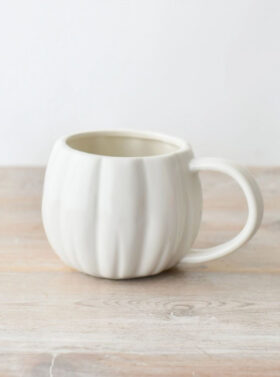 Tasse en céramique en forme de citrouille | coloris blanc