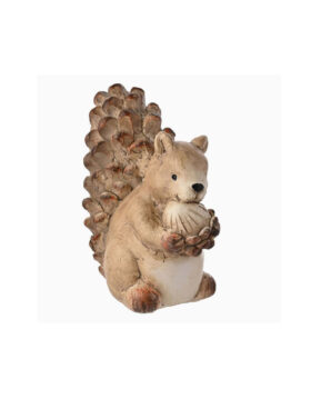 Figurine d'un petit écureuil en résine, effet bois