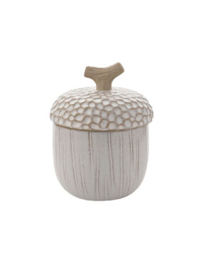 Pot de rangement avec couvercle en forme de gland | Coloris blanc, beige