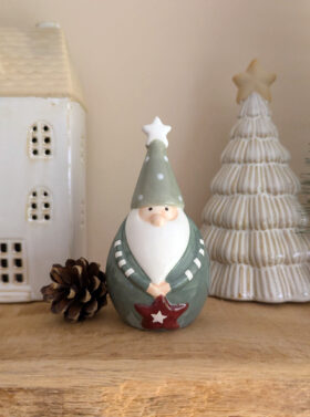 Figurine petit père noël vert en céramique