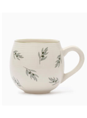Tasse en céramique blanche avec motifs olives