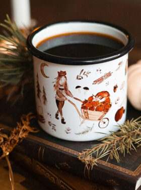 Tasse émaillée aux motifs automnaux – Esprit Forêt