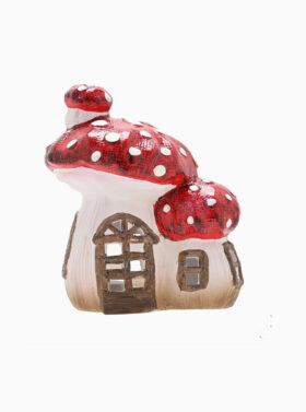 Champignon décoratif lumineux en résine rouge et blanc - Taille L