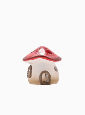 Champignon décoratif en résine rouge et blanc avec éclairage LED - Taille S