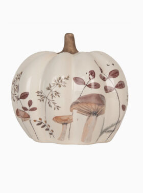 Citrouille décorative en céramique – Motifs champignons & automne - Taille M