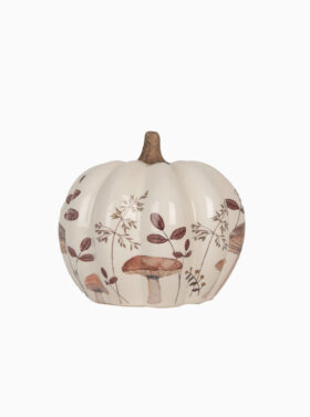 Citrouille décorative en céramique – Motifs champignons & automne - Taille S