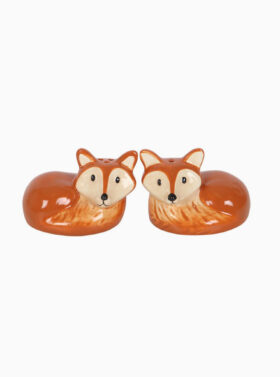 Lot de poivrière et salière en forme de renard en céramique