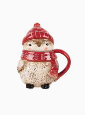 Tasse en céramique en forme d’oiseau avec bonnet et gant