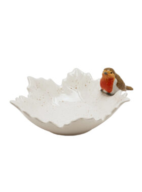 Coupelle à fruits décorative en céramique – Feuille avec petit oiseau