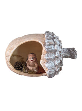 Figurine décorative gland avec petit hérisson - décoration nature